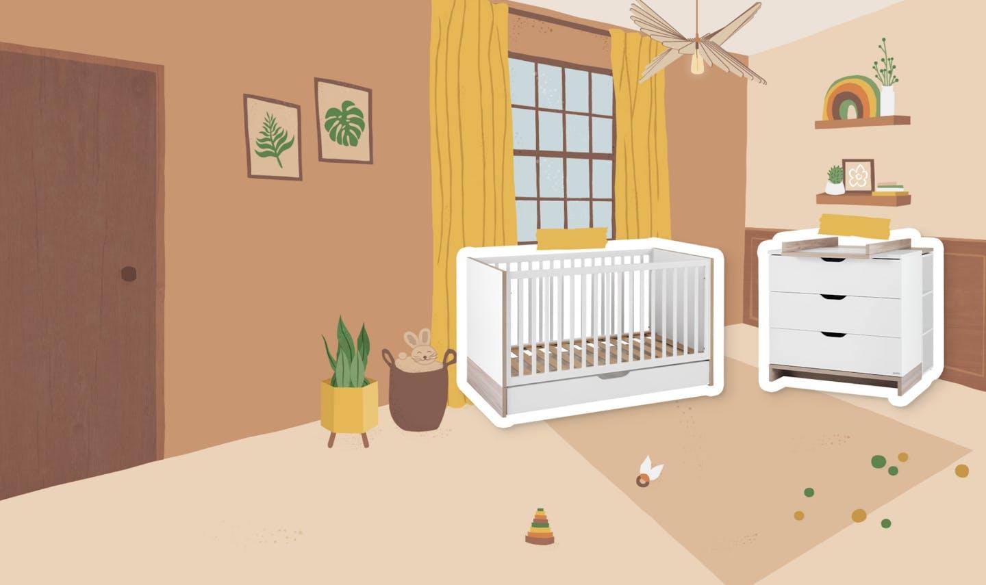 Chambre de bébé avec commode et lit à barreaux | Camif Location